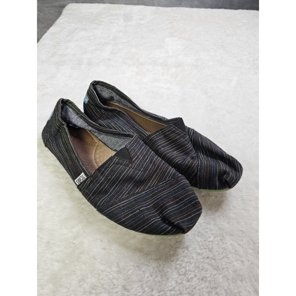 Toms‎ Womens Size 9 Blue Canvas Slip On Flat Shoes